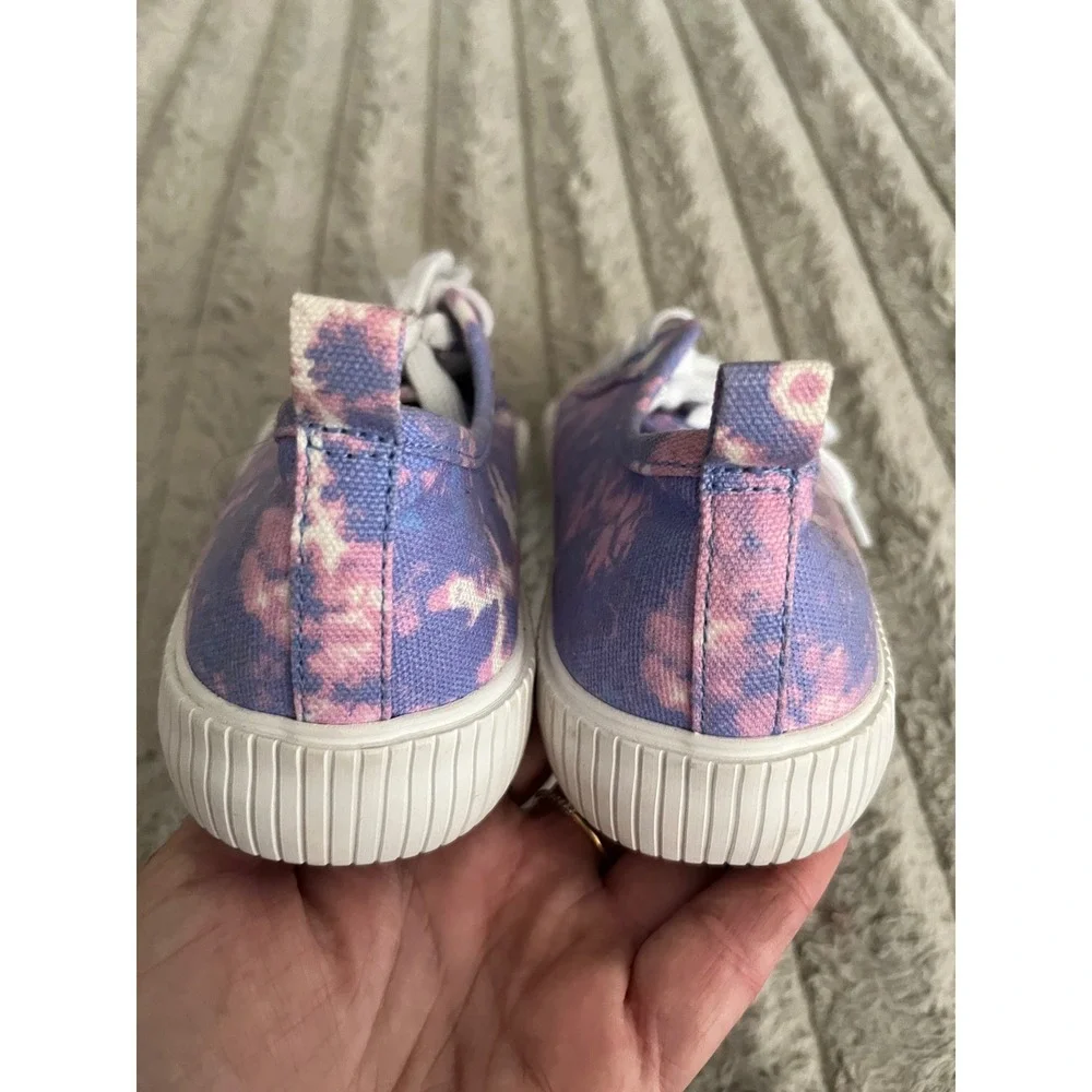 Cat & Jack Kids Tie Dye Canvas Sneakers Purple Pink Low Top Lace Up Size 4